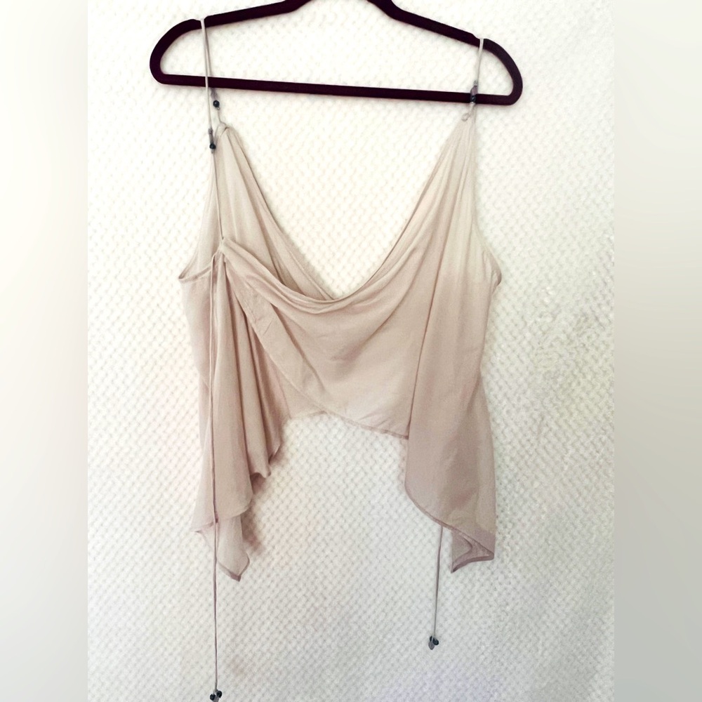 Zara Beige Draped Silk-Cami